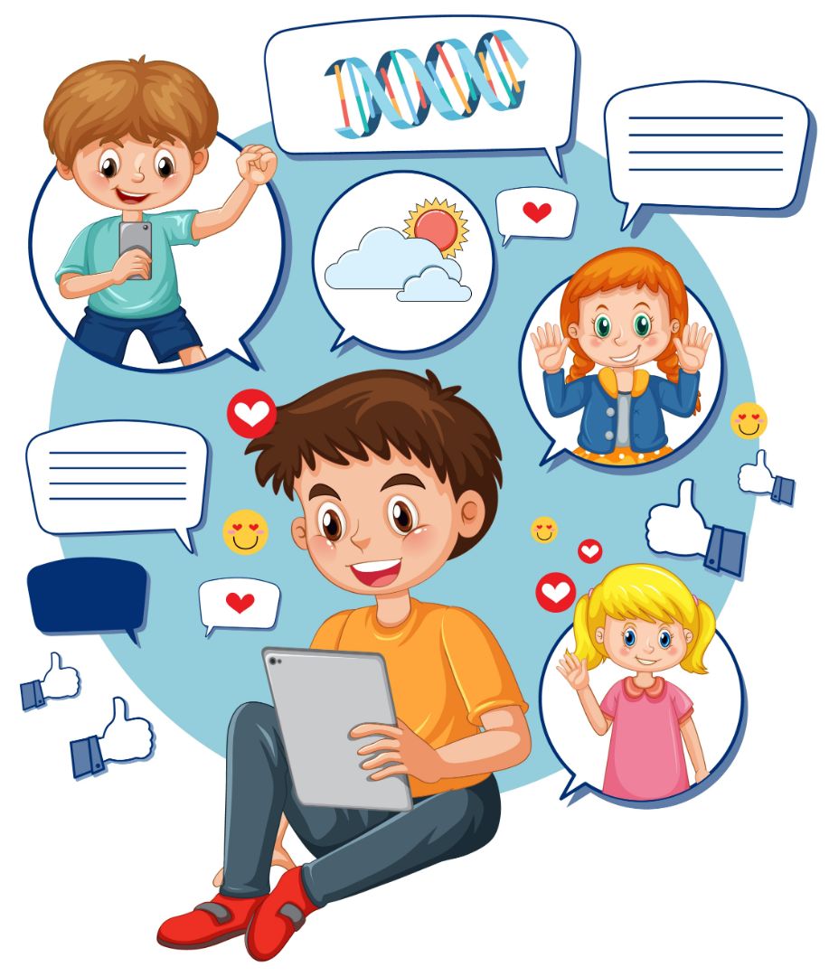 A boy using laptop for online learning