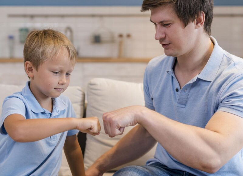 adorable-son-playing-with-father-home