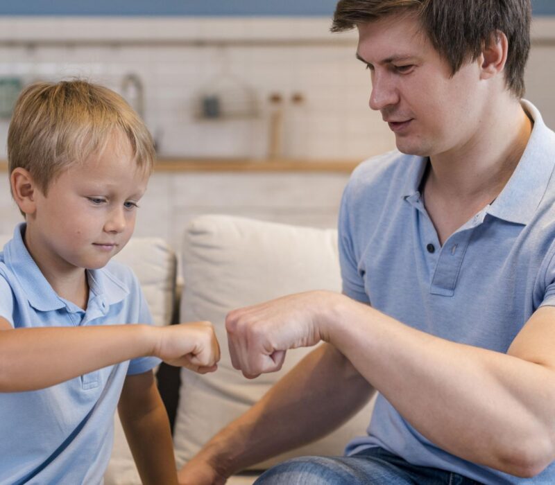 adorable-son-playing-with-father-home